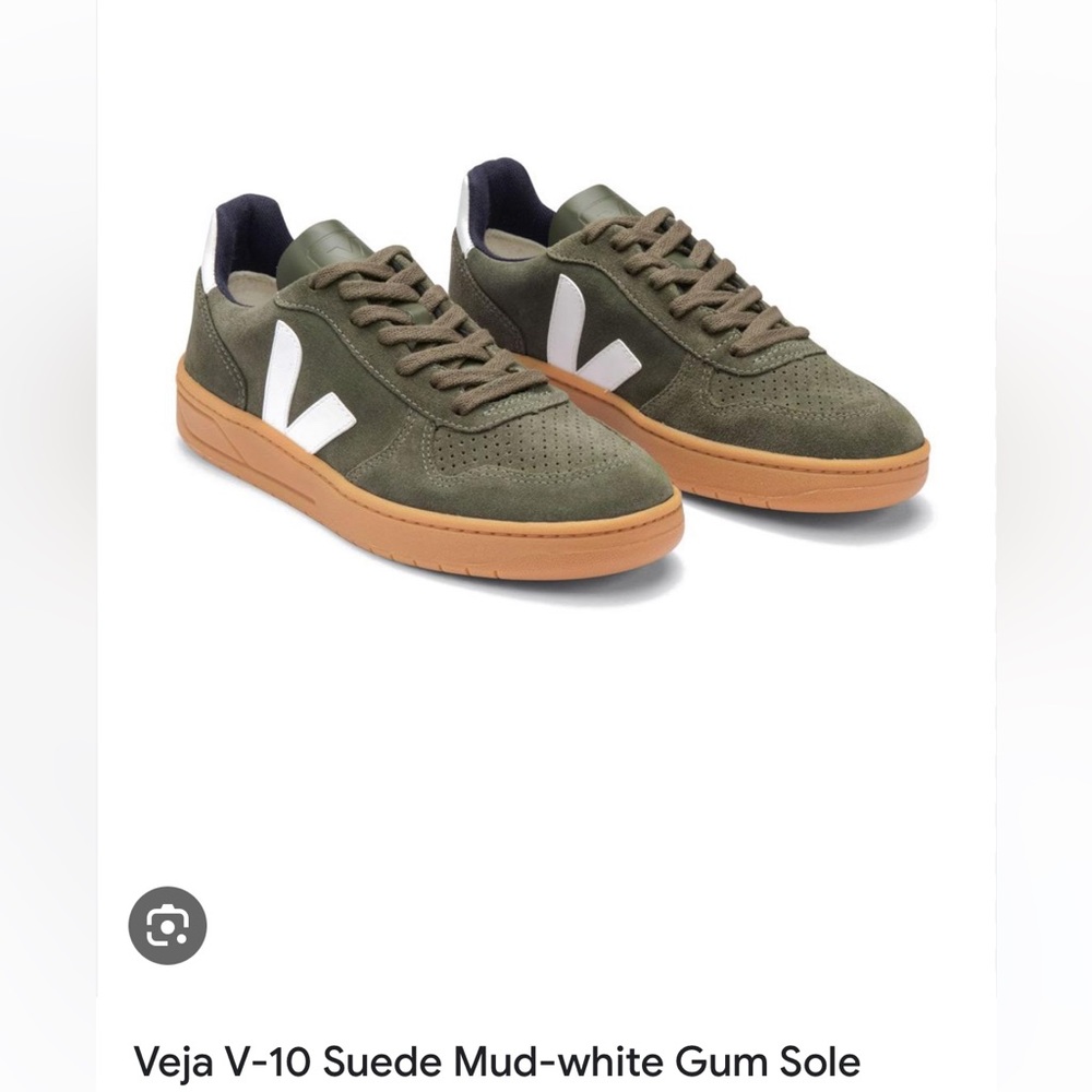Veja V-10 army green suede gum sole sneakers size US 6 EU 37 women’s